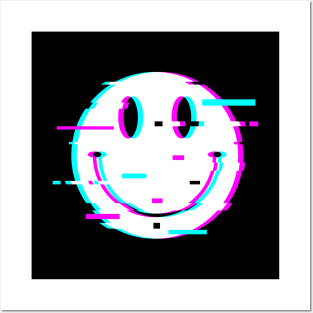 Acid House Glitched Smiley Posters and Art